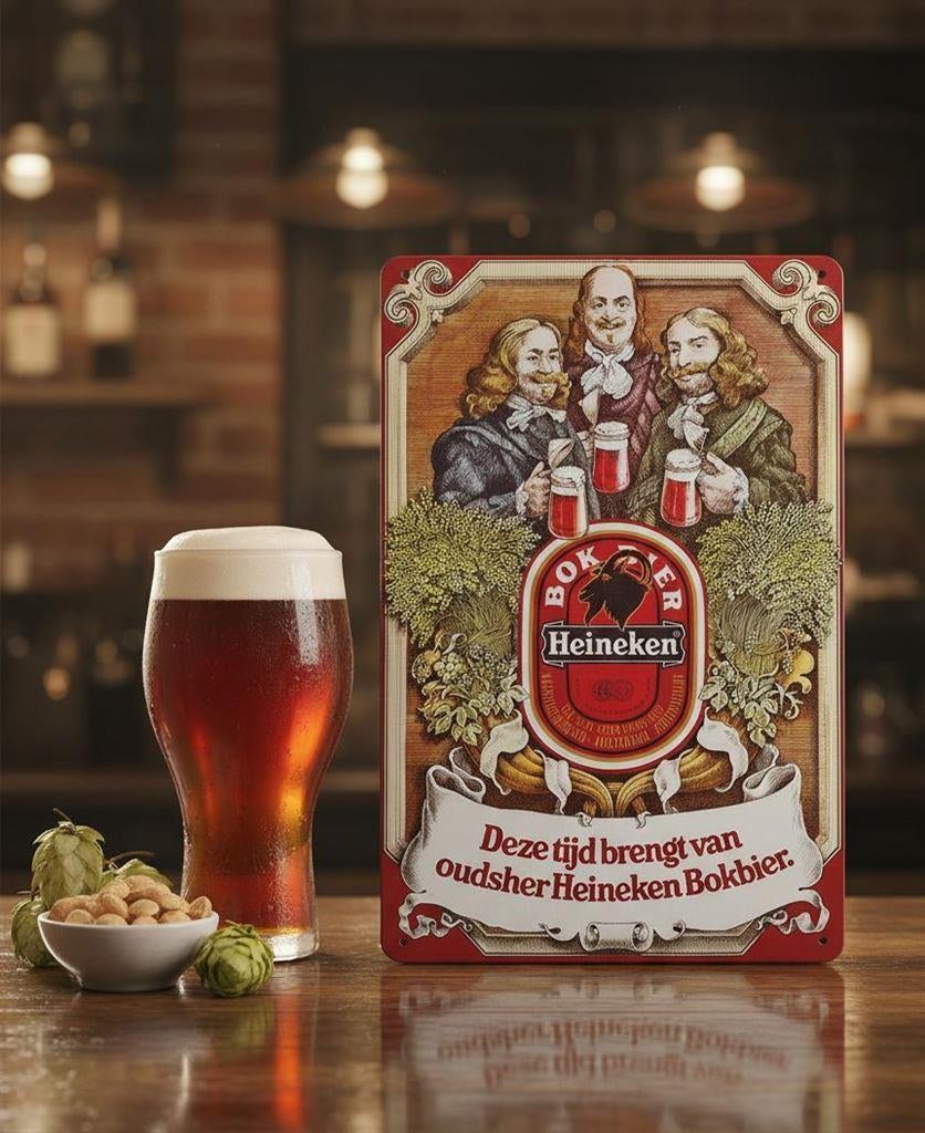 Mooi HEINEKEN BOKBIER Metalen Reclamebord bier plaat, Ophalen of Verzenden, Nieuw, Reclamebord, Plaat of Schild, Heineken