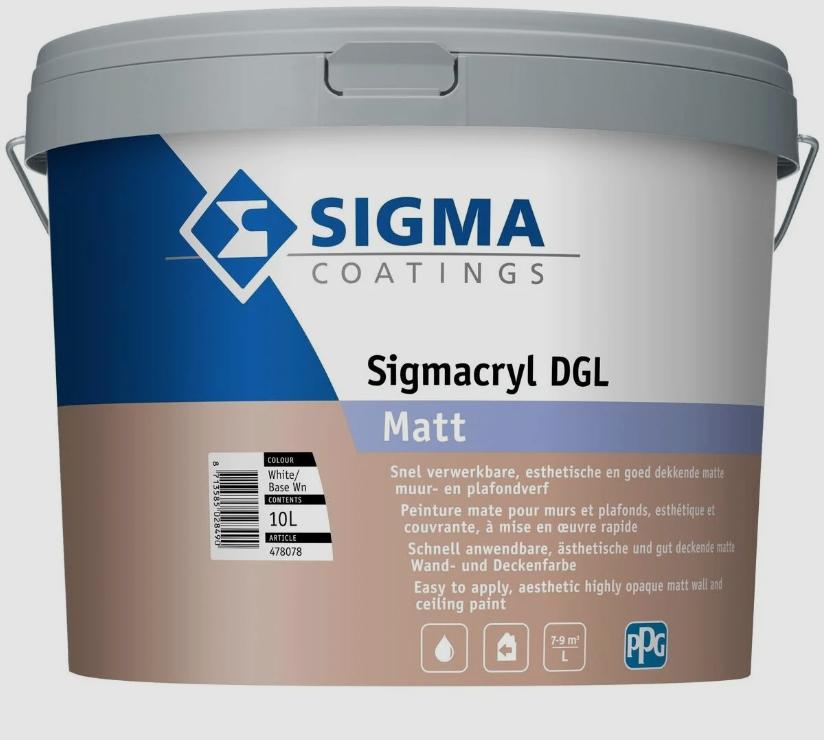 RAL9001 - Sigma Coatings - Sigmacryl DGL (Matt) 10 liter, Ophalen, Overige kleuren, 5 tot 10 liter, Nieuw