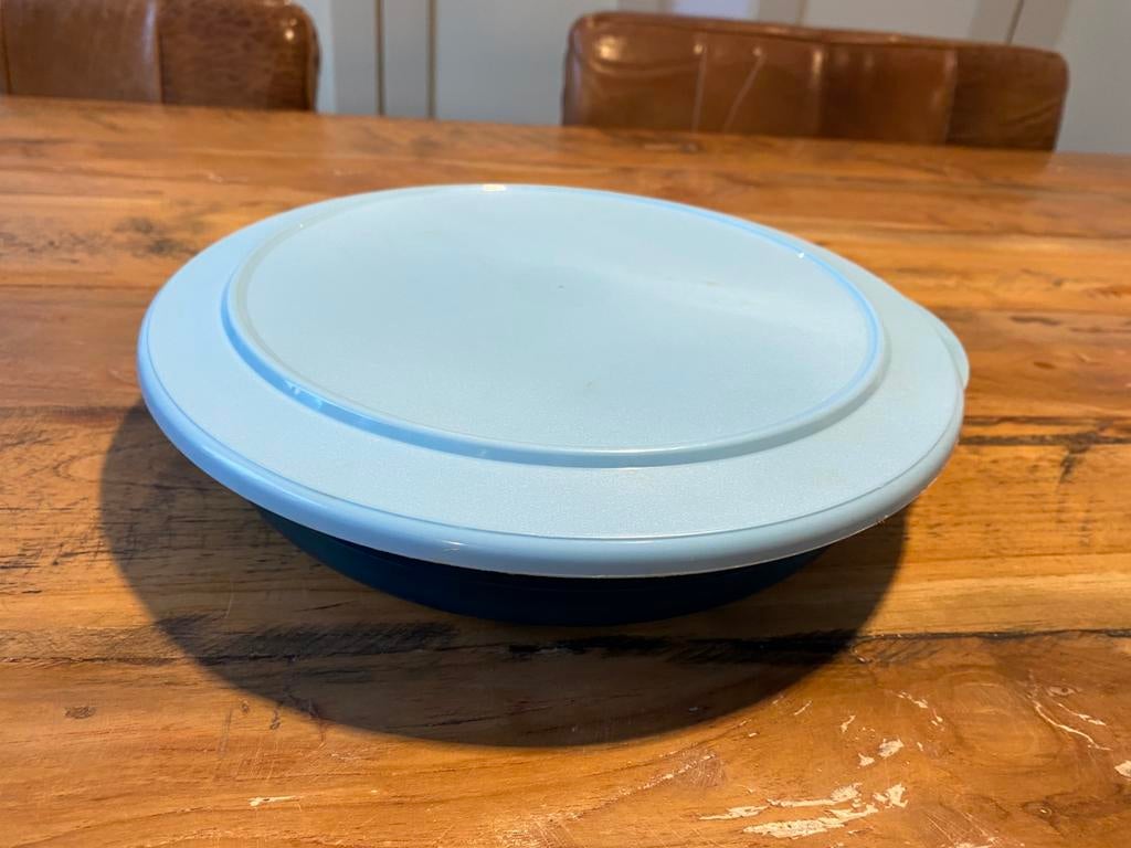 Tupperware grote platte schaal 1300 ml, Ophalen of Verzenden, Blauw, Schaal