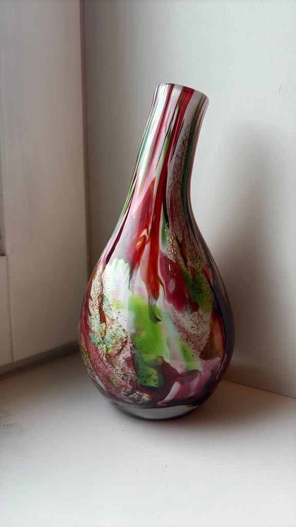 Geblazen Fidrio glazen vaasje., Huis en Inrichting, Overige kleuren, Ophalen of Verzenden, Minder dan 50 cm, Glas