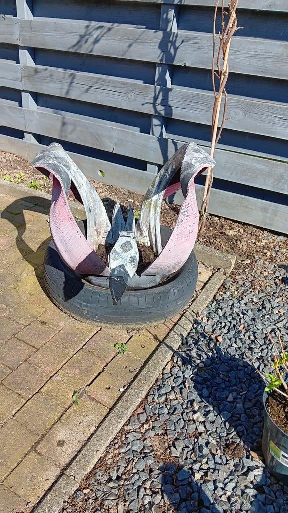 Unieke zwaan van autobanden - Tuindecoratie, Ophalen, Gebruikt, Overige materialen, Dierenbeeld