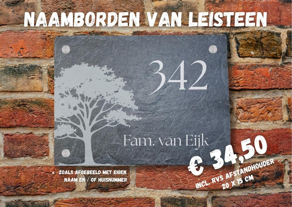 Naabord van leisteen 20 x 15 cm, Ophalen of Verzenden, Nieuw