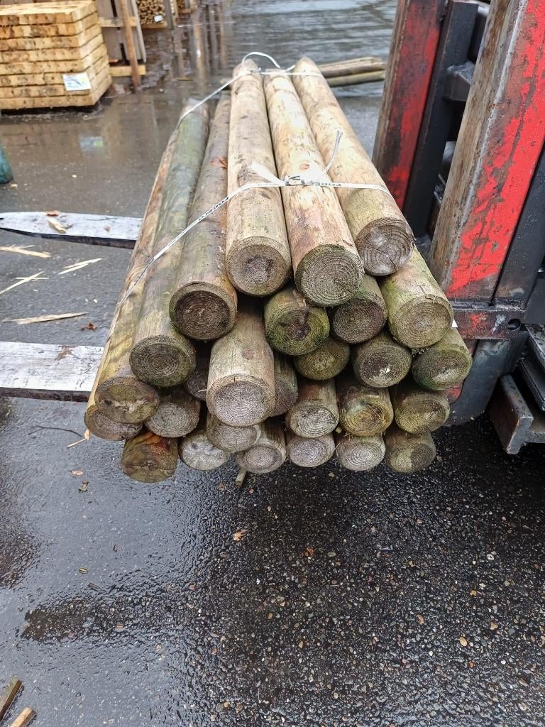 palen onbehandeld, gefreesd, punt en kruin 140Ø8 nr. 662, Ophalen, Zo goed als nieuw, Minder dan 180 cm, Palen