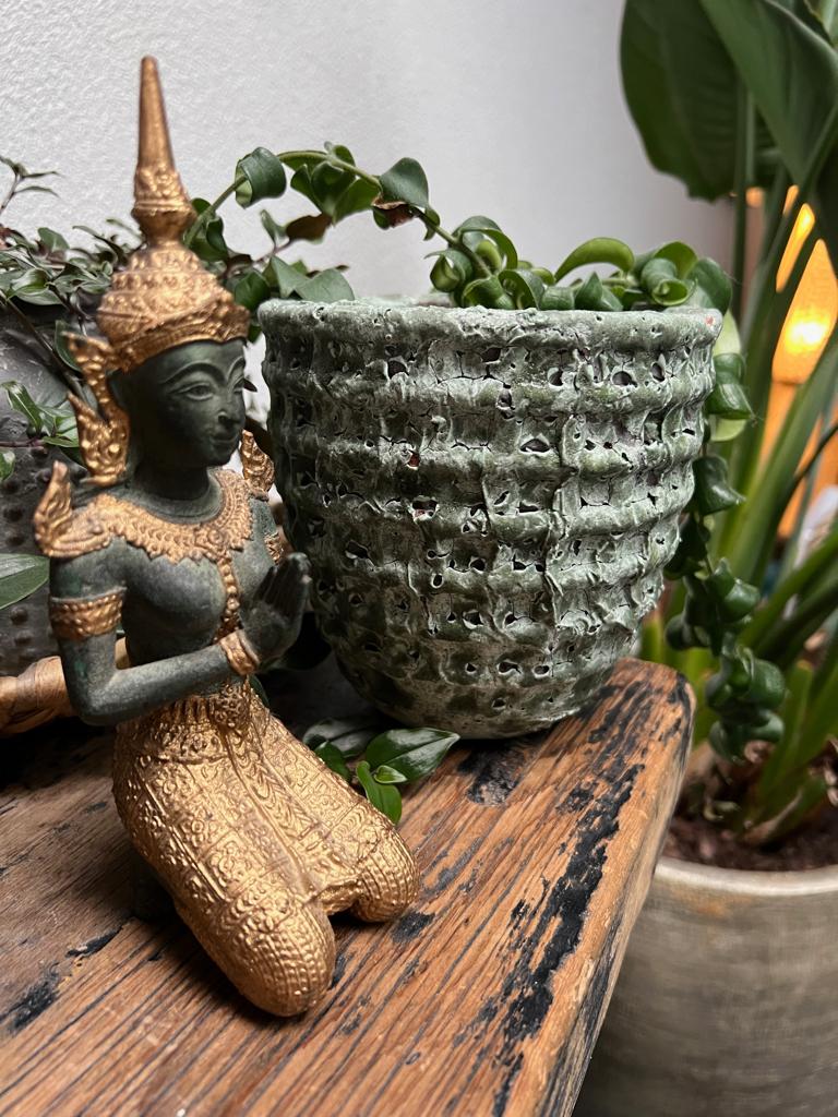 Boeddha poortwachter Thailand brons bladgoud Thaise buddha, Verburgt Vintage, Gebruikt, Ophalen of Verzenden, https://verburgtvintage.nl/#contact