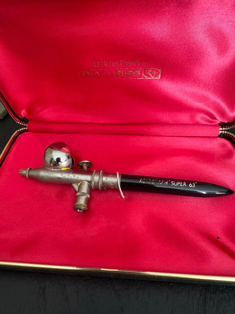 Vintage Aerograph DeVilbiss Super 63 Airbrush in doos, Hobby en Vrije tijd, Gebruikt, Earograph devilbiss, Verzenden, Earograph