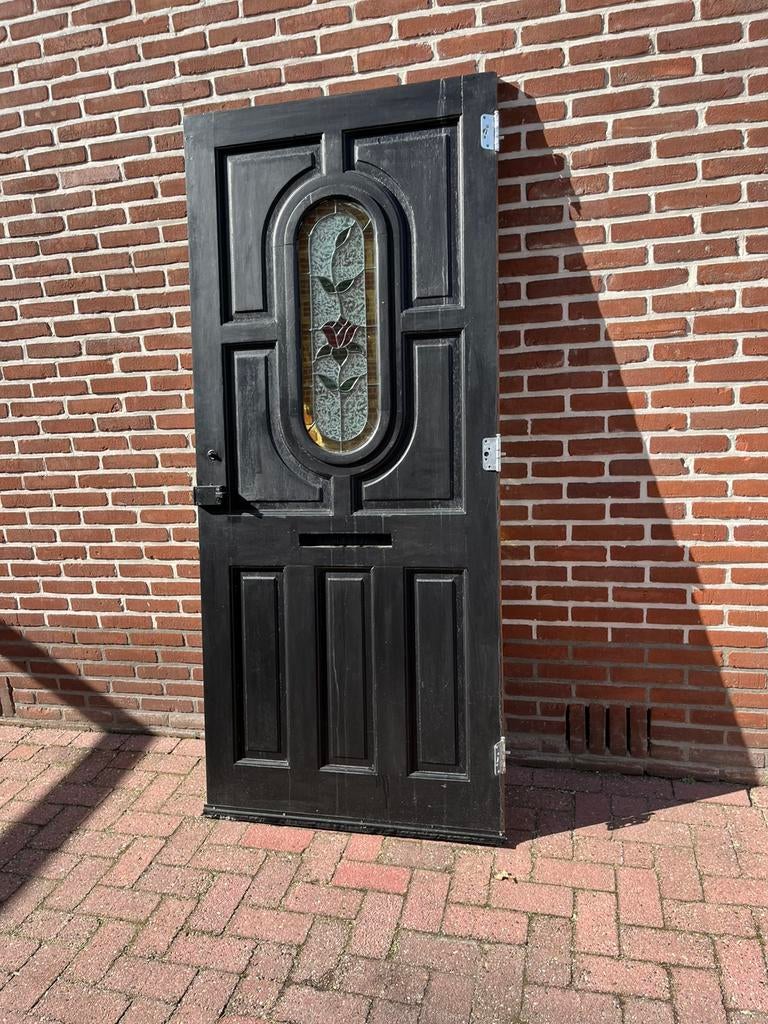 Hardhouten buitendeur, Ophalen, Gebruikt, Buitendeur, 200 tot 215 cm