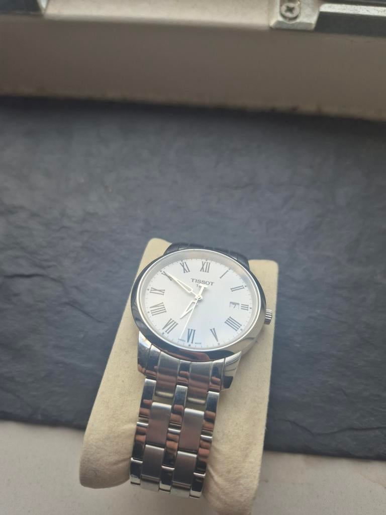 Tissot herenhorloge, wit met Romeinse cijfers, Ophalen of Verzenden