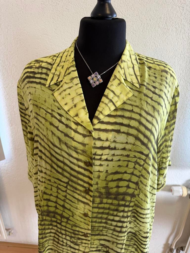 Gerry Weber Groene Blouse met Zwart Patroon - Maat 48, Kleding | Dames, Ophalen of Verzenden, Zo goed als nieuw, Maat 46/48 (XL) of groter