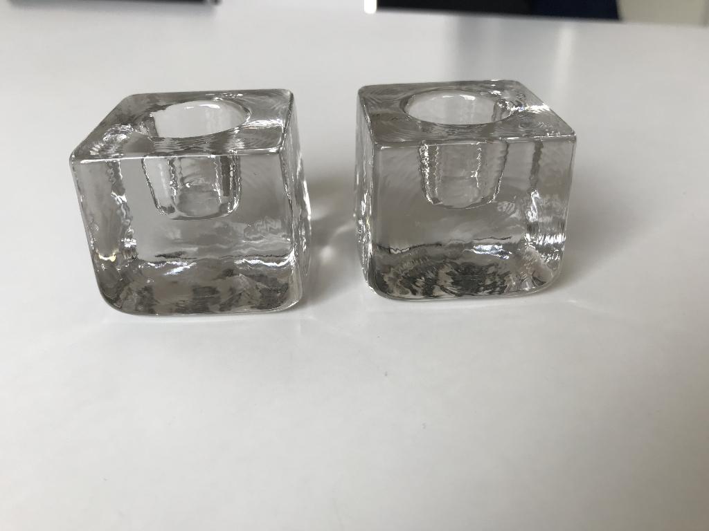 2 massieve glazen kaarsen houders ( nieuw), Ophalen, Nieuw, Overige materialen, Minder dan 25 cm