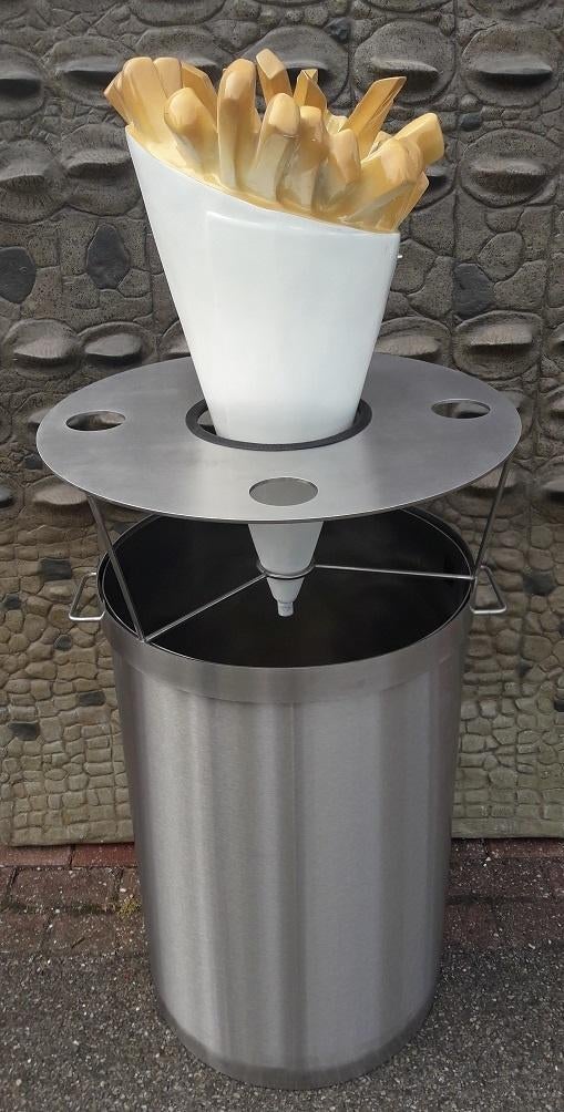 Afvalbak statafel RVS met patatzak 140 cm - incl patatzak, Verzamelen, Ophalen, HorecaBeelden, Overige typen, Nieuw