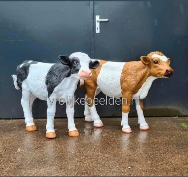 Beeld kalf, kunststof koe, kunst koe, kalfjes, koe beeld, Verzamelen, Ophalen, Nieuw, Boerderijdier, Beeldje of Figuurtje