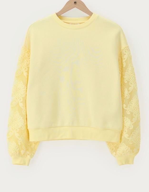 My Jewellery trui met kanten mouwen maat m, Ophalen of Verzenden, Zo goed als nieuw, Maat 38/40 (M), Geel