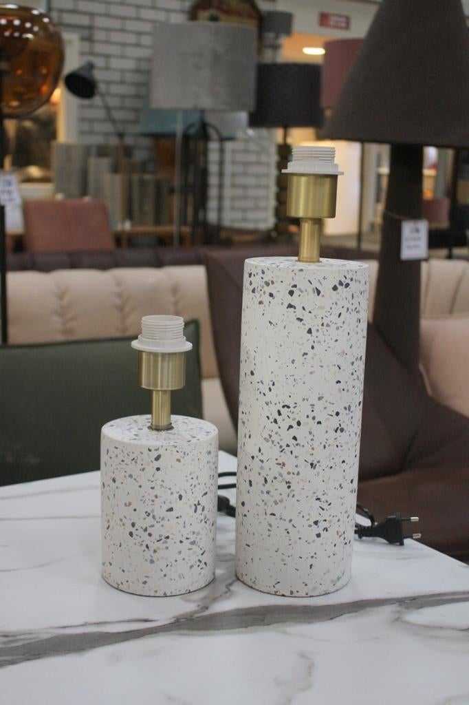 2 x ronde lampvoet Randy Light & Living Terrazzo wit, Ophalen of Verzenden, Zo goed als nieuw