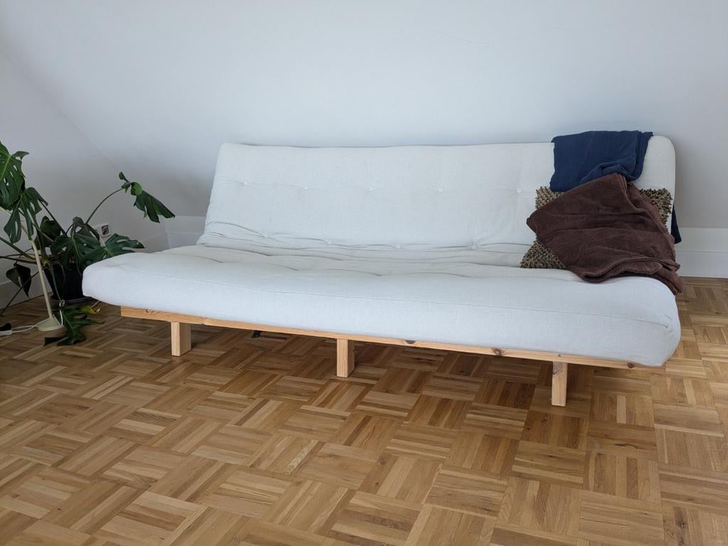 Slaapbank karup sasa store linen, Ophalen, Zo goed als nieuw, Tweepersoons, 140 cm