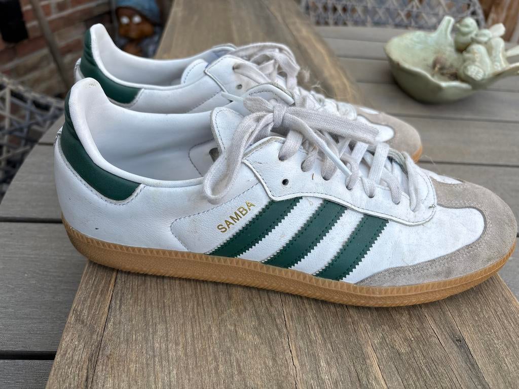 Adidas Samba sneakers wit met groen, maat 45 1/3, Wit, Ophalen of Verzenden, Sneakers of Gympen, Zo goed als nieuw