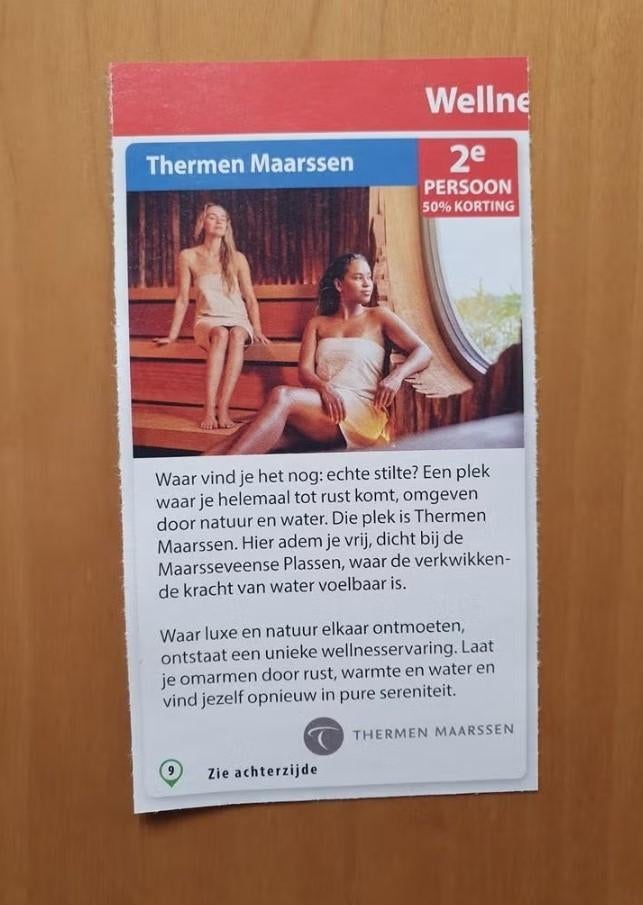 Thermen Maarssen 2e persoon 50% korting, Tickets en Kaartjes, Drie personen of meer, Kortingsbon, Spa of Sauna