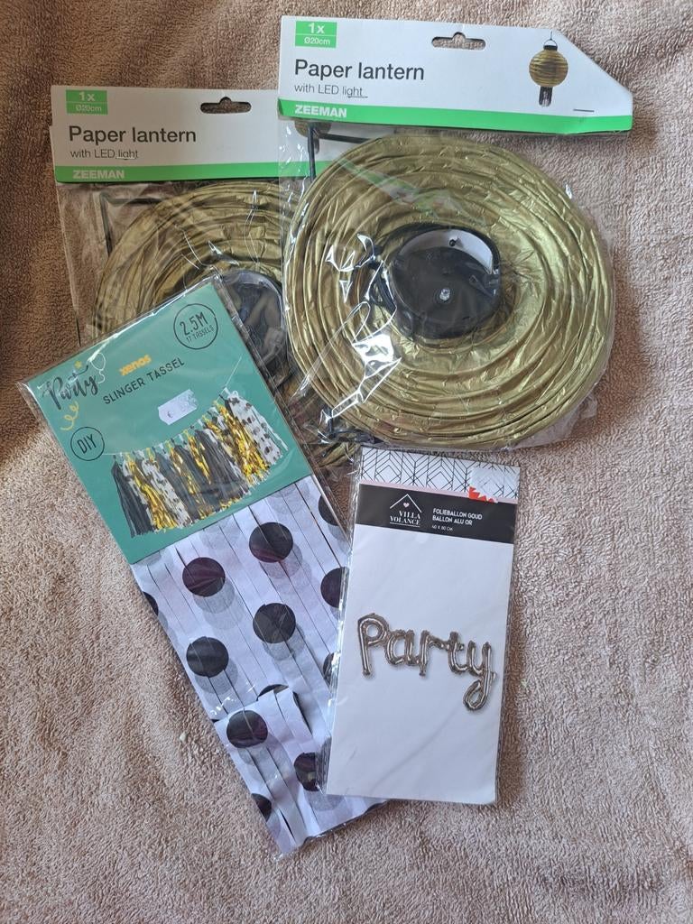 Feest versiering pakket, goud, Ophalen of Verzenden, Versiering, Verjaardag