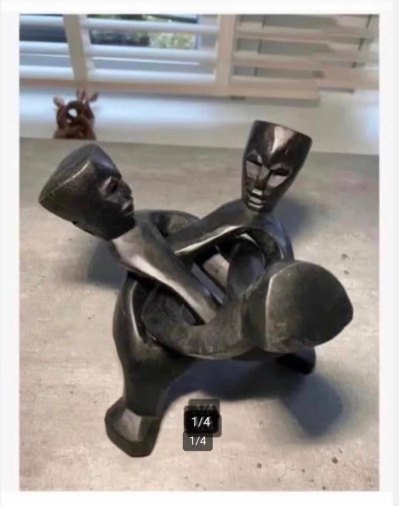 Houten Afrikaanse Schaal Bord Bol houder, drie poot,, Ophalen of Verzenden