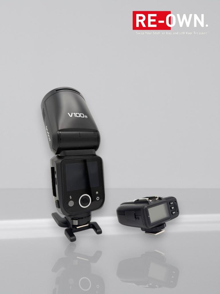 Godox Speedlite V100 Nikon + Godox X1T-N flash trigger, Audio, Tv en Foto, Fotografie | Flitsers, Overige merken, Kantelbaar, .