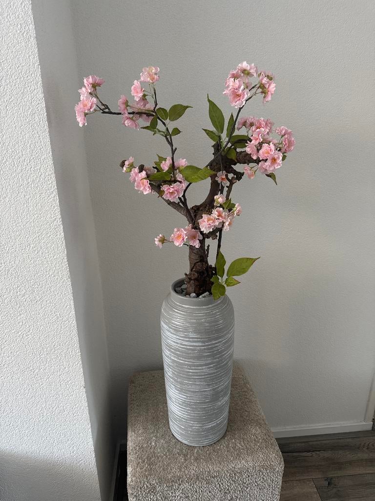Kunst Bloesemboom 1 meter - Roze bloesem in vaas, Huis en Inrichting, Woonaccessoires | Kunstplanten en Kunstbloemen, Ophalen