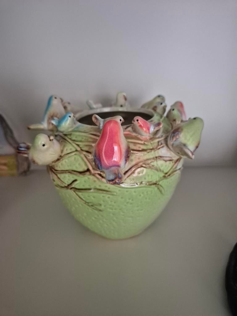 Unieke Keramische Pot met Vogelnest Design, Ophalen of Verzenden, Zo goed als nieuw