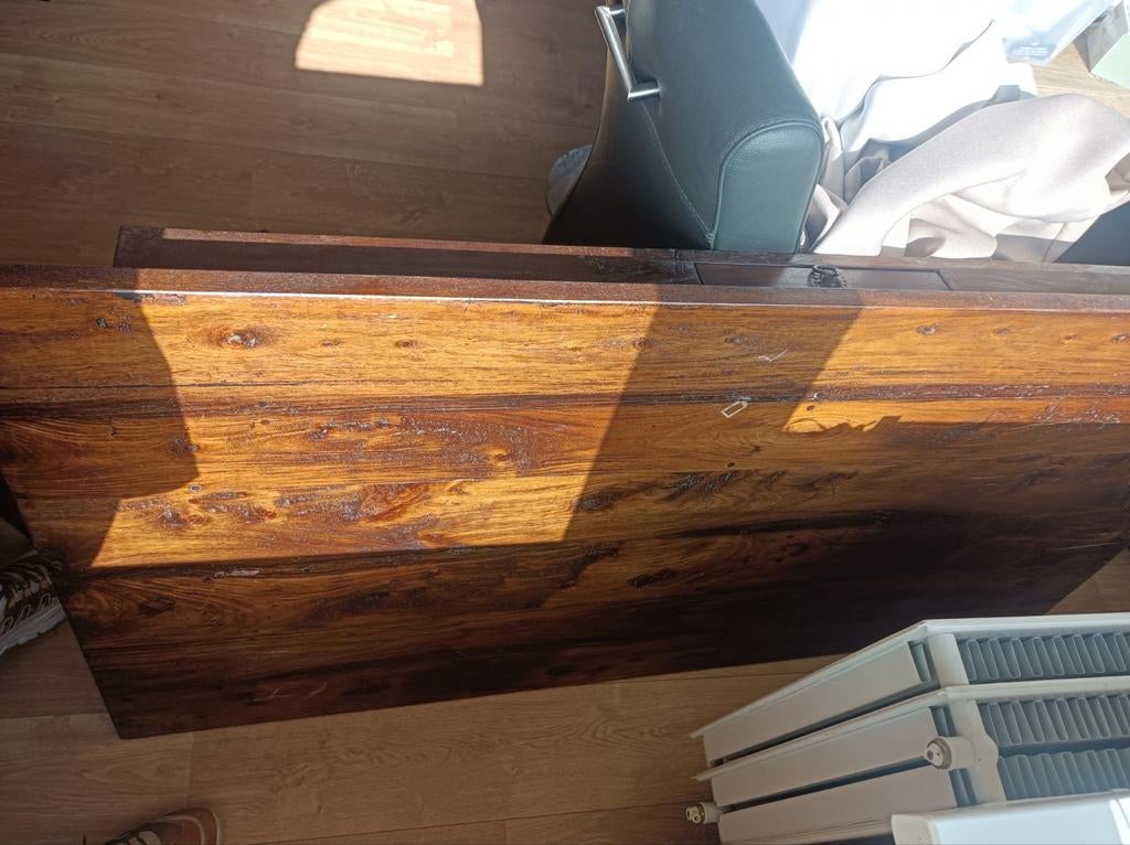 Zware houten eettafel met uitschuiflade - opknapper, Ophalen, Gebruikt, Overige houtsoorten