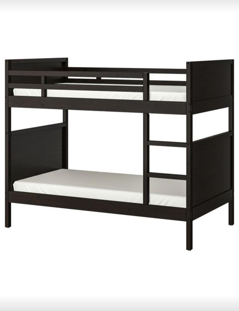 Ikea zwart houten stapelbed MYDAL, Huis en Inrichting, Slaapkamer | Stapelbedden en Hoogslapers, Ophalen, Gebruikt, 90 cm, Eenpersoons