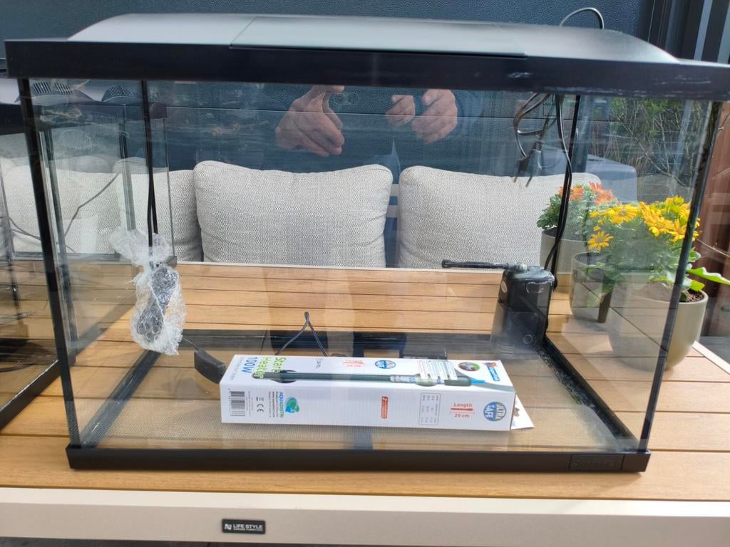 Superfish start 70 aquarium, Dieren en Toebehoren, Vissen | Aquaria en Toebehoren, Gebruikt, Leeg aquarium, Inclusief deksel, Pomp