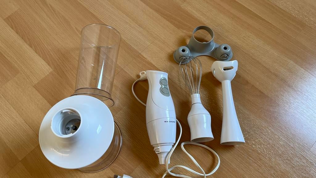 WATSHOME Staafmixer Set - Wit met Garde en Hakmolen, Ophalen of Verzenden, Gebruikt, Blender