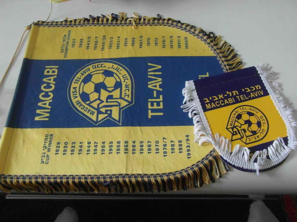 voetbal vaan en mini vaantje maccabi tel aviv israel, Ophalen of Verzenden, Zo goed als nieuw, Buitenlandse clubs, Vaantje of Sjaal