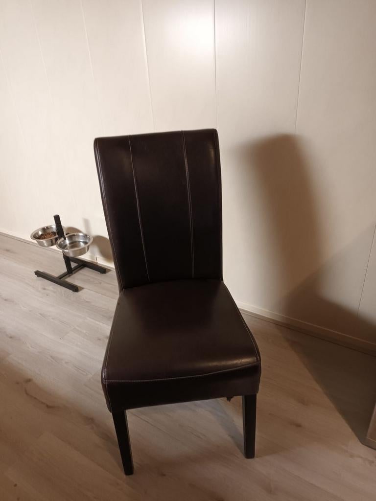 4 leren stoelen, Ophalen of Verzenden, Zo goed als nieuw