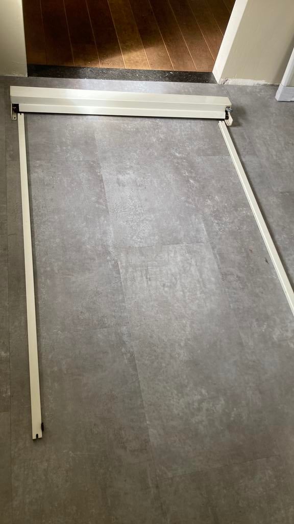 Screen beige breed 122 cm x 150 cm lang zonwering, Doe-het-zelf en Verbouw, Rolluiken, Ophalen, Zo goed als nieuw