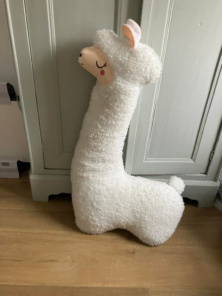 2x grote alpaca knuffel (1 wit, 1 beige), Overige typen, Ophalen of Verzenden, Zo goed als nieuw, Wasbaar