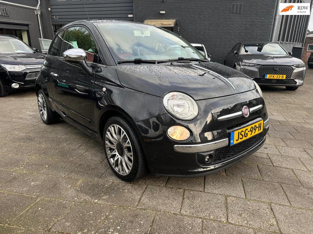 Fiat 500 0.9 TwinAir|86pk|Lounge|Aut|Leder|CLIMA|Panoramadak, 86 pk, Gebruikt, Start-stop-systeem, Zwart