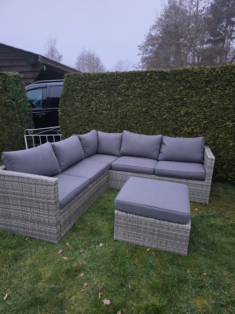Nette loungeset tuinset met afdekzeil bezorgenmog., Ophalen of Verzenden, Zo goed als nieuw, Wicker