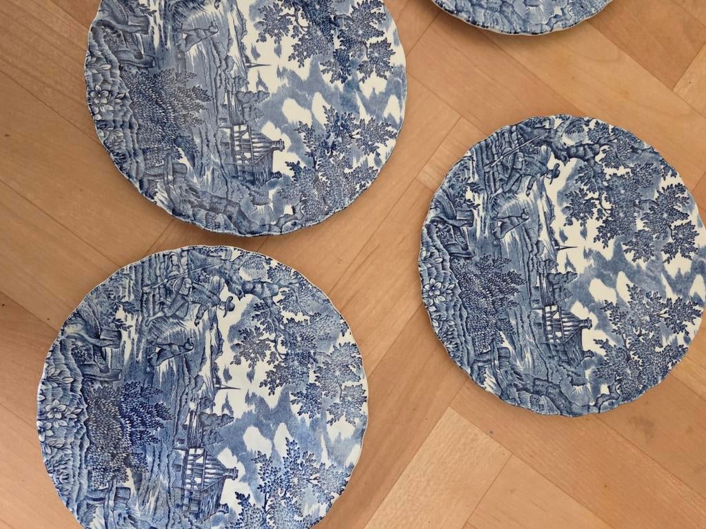 Set van 5 Myott 'The Hunter' blauw-witte borden, Ophalen of Verzenden