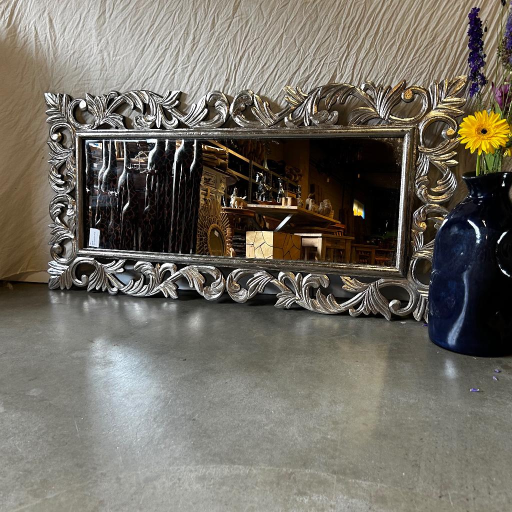 Barok Spiegel - houten lijst - zilver - 140 x 70cm-TTM Wonen, TTM Wonen, Meubels – (Perzische) Tapijten en Woonaccessoires, Nieuw