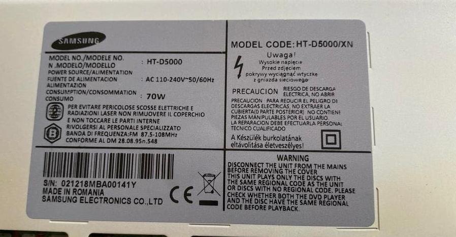 Samsung HT-D5000 Blu-ray cinema set, Overige merken, Gebruikt, 2.1-systeem, Blu-ray-speler