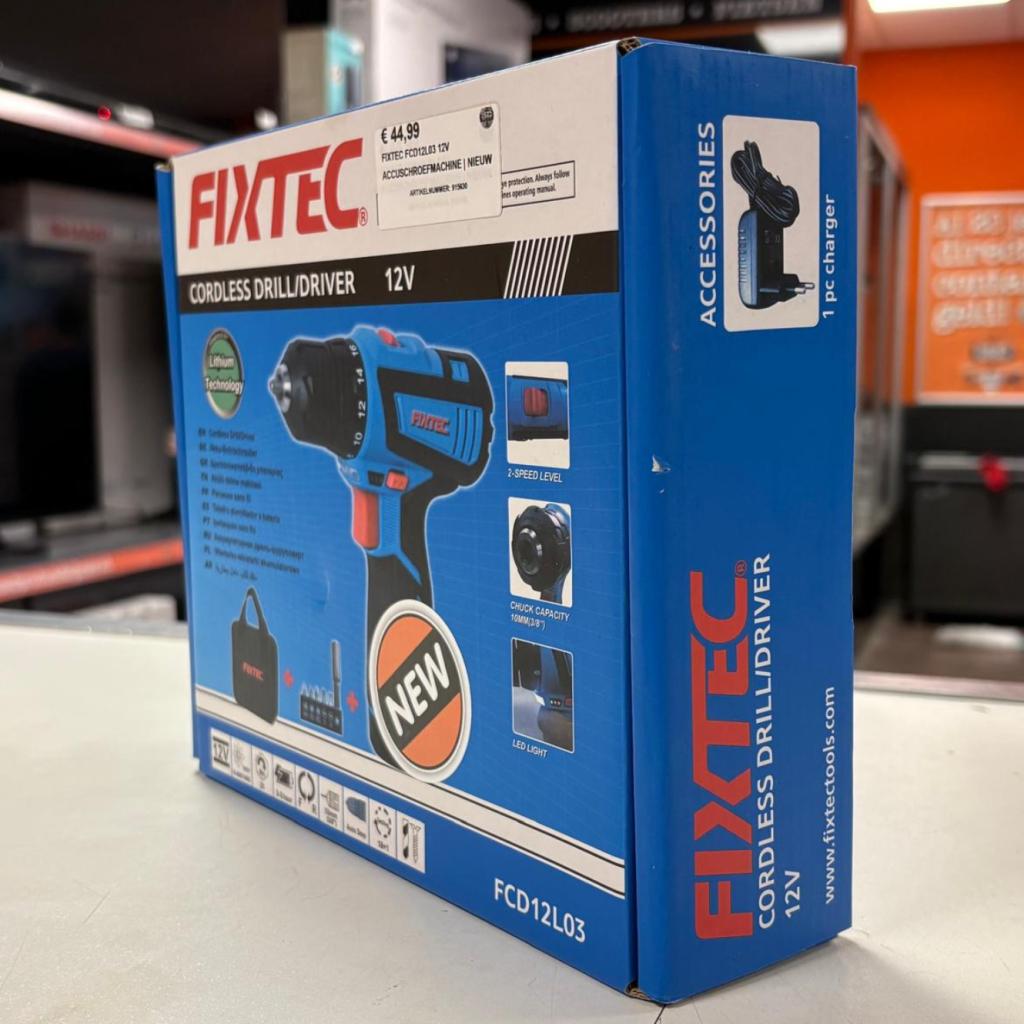 FIXTEC FCD12L03 12V ACCUSCHROEFMACHINE | NIEUW, Fixtec, Zo goed als nieuw, Support@fixtec.com, No. 33, Chienkuo St., 
Taipei 10456
Taiwan