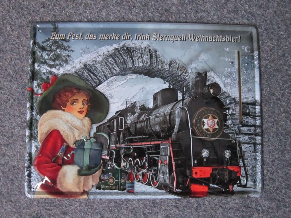 STERNQUELL BIER BLIKKEN RECLAMEBORD, Verzamelen, Biermerken, Ophalen, Zo goed als nieuw, Reclamebord, Plaat of Schild, Overige merken