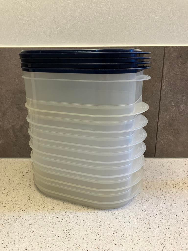 Tupperware belegdozen / stapel bakjes - vleeswaren / kaas, Ophalen of Verzenden, Gebruikt, Blauw, Overige typen