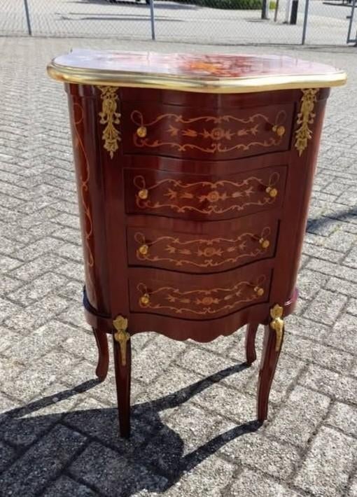 Noten ingelegde laden kastje, Antiek en Kunst, Antiek | Meubels | Kasten, Ophalen of Verzenden