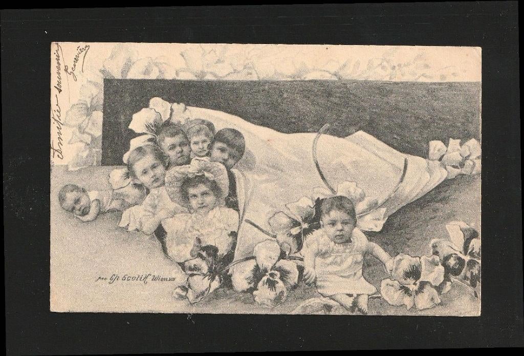 De kinderschare in bed, Verzenden, 1920 tot 1940, Gelopen, Overige thema's