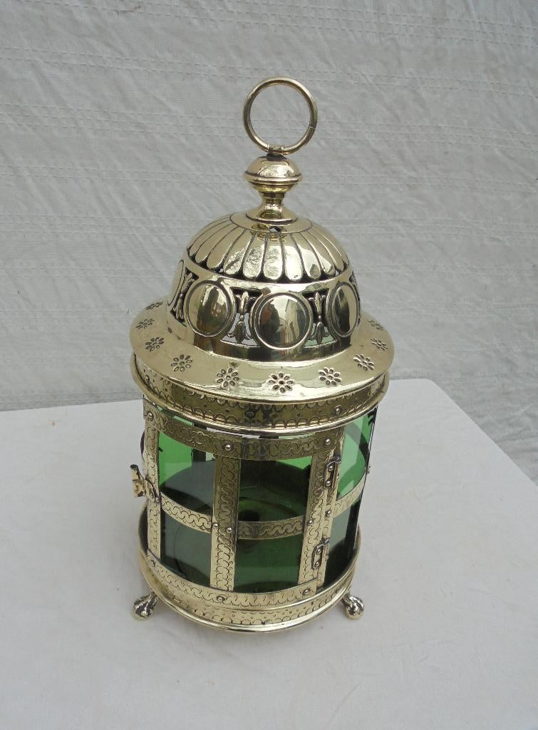 mooie antieke lantaarn kaarsenlantaarn lamp kandelaar, Ophalen of Verzenden