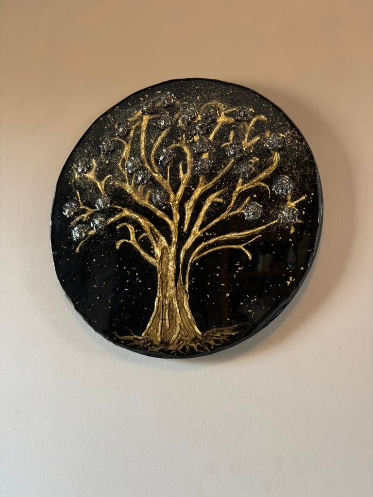 Wanddecoratie – Levensboom  – Ø 37 cm, 10 cm of meer, Zwart, Nieuw, Ophalen of Verzenden