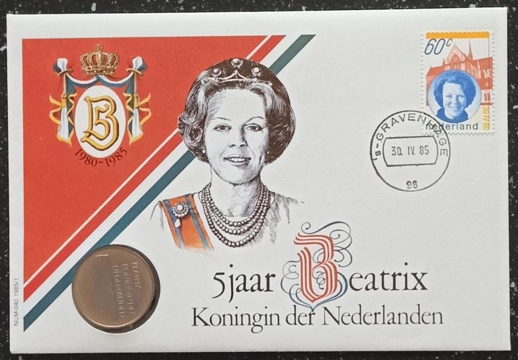 Muntbrief met 2½ gulden Beatrix 5 jaar (1985), Postzegels en Munten, Munten | Nederland, Ophalen of Verzenden, Koningin Beatrix
