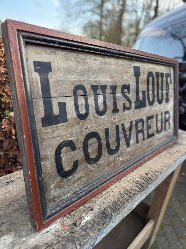 Authentiek, Frankrijk, naambord, bedrijf, hout,, Ophalen