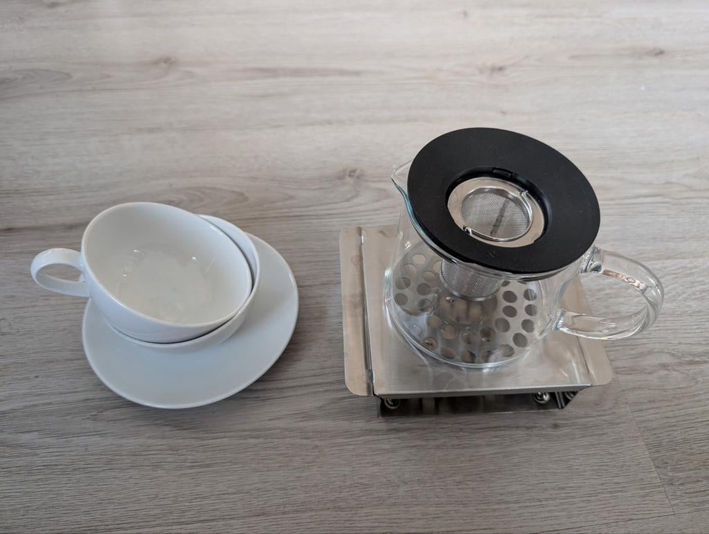 Ikea theepot met theelicht en 2 kopjes, Ophalen of Verzenden, Overige stijlen, Overige typen