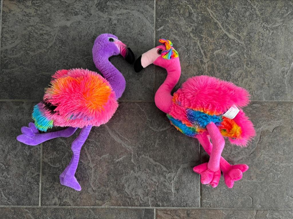 Set van 2 kleurrijke flamingo knuffels, Kinderen en Baby's, Ophalen, Overige merken, Overige karakters, Overige typen