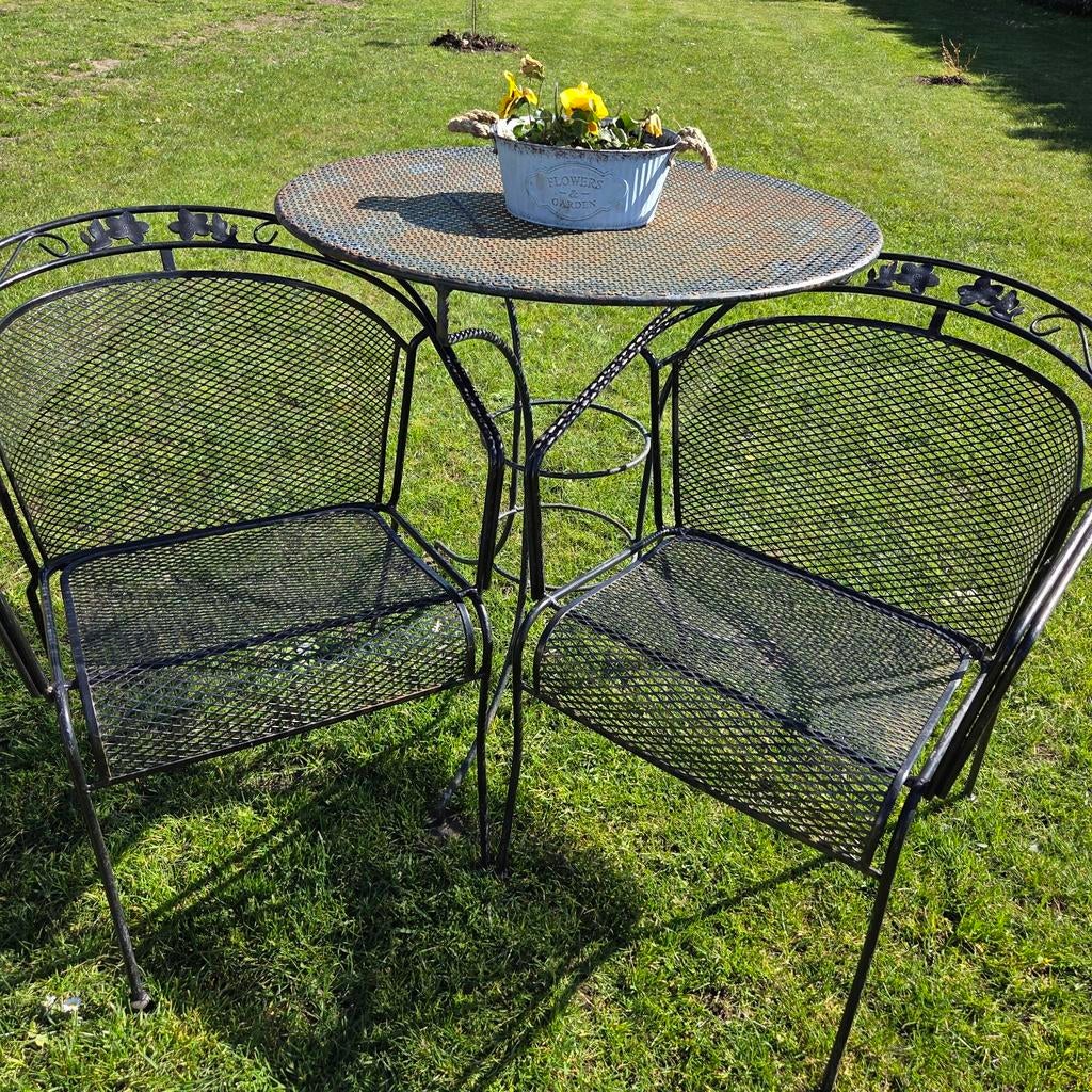 Brocante Tuinset metalen tuintafel tuinstoel Royal Elegance, Ophalen